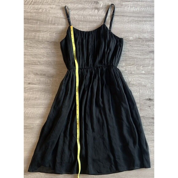 Alice+Olivia Black Pleated Spaghetti Strap Mini Cocktail Dress Zipper A - Line - Picture 3 of 7